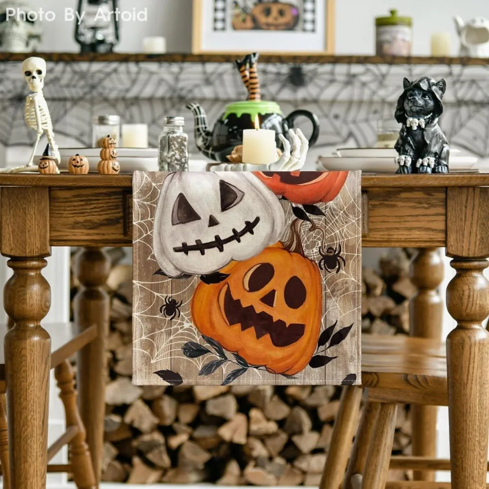 Artoid Halloween Tischläufer Kürbisse Spinnennetz 40x300 cm