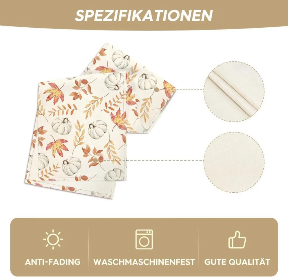 Artoid Mode Orange Kürbisse Blätter Herbst Tischläufer