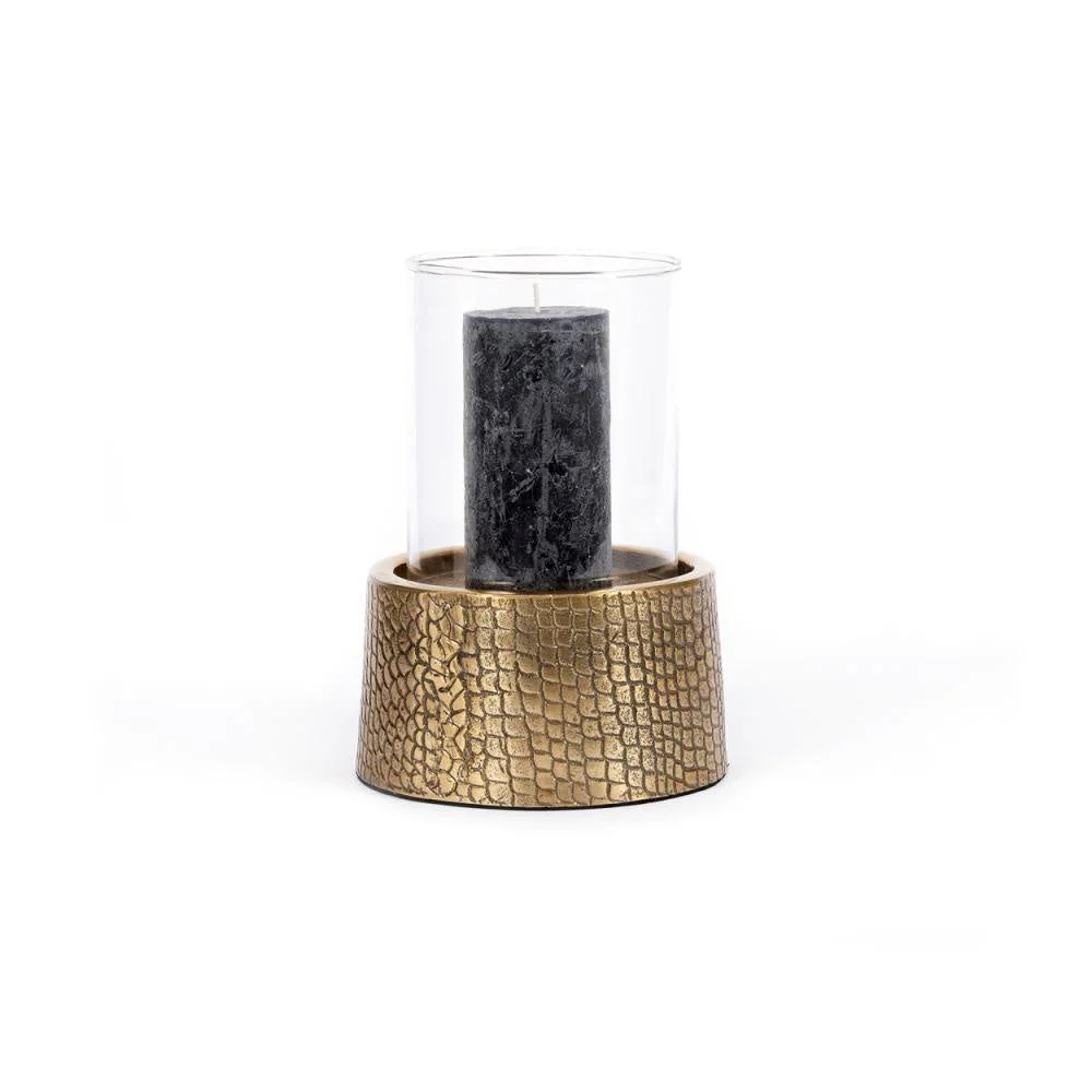 Bazar Bizar De Croco Kerzenhalter mit Glas-Messing-L