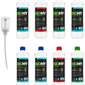 BiOHY Profi Reinigungsmittel-Komplett-Set (8x1l Flasche) + Dosierer