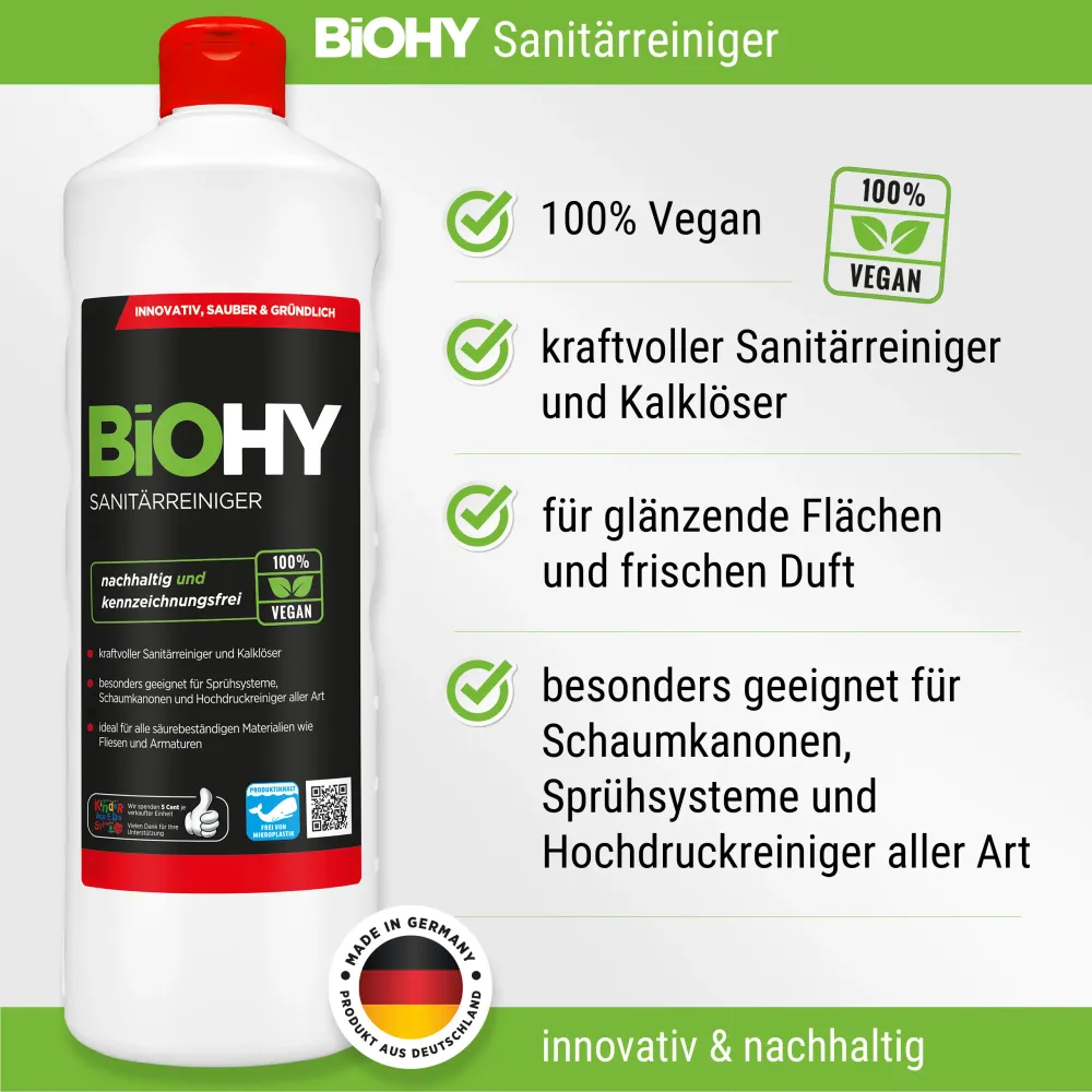 BiOHY Profi Reinigungsmittel-Komplett-Set (8x1l Flasche) + Dosierer