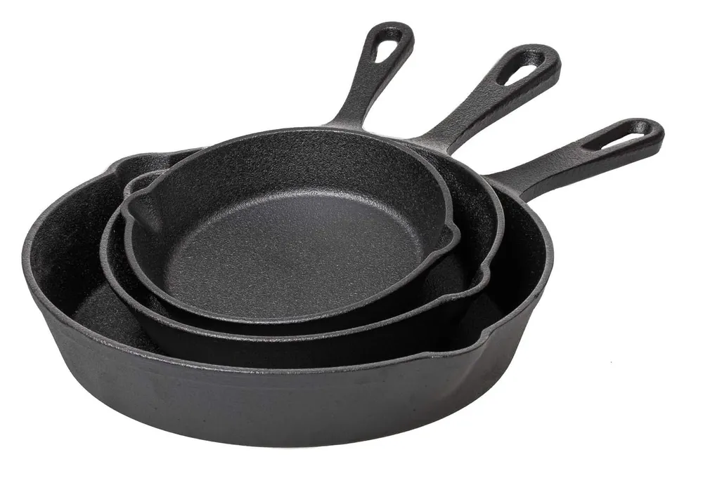 Blackwell Gusseisen-Bratpfannen-Set / Bratpfannen ø 16, 20 & 25 cm - ohne Antihaftbeschichtung