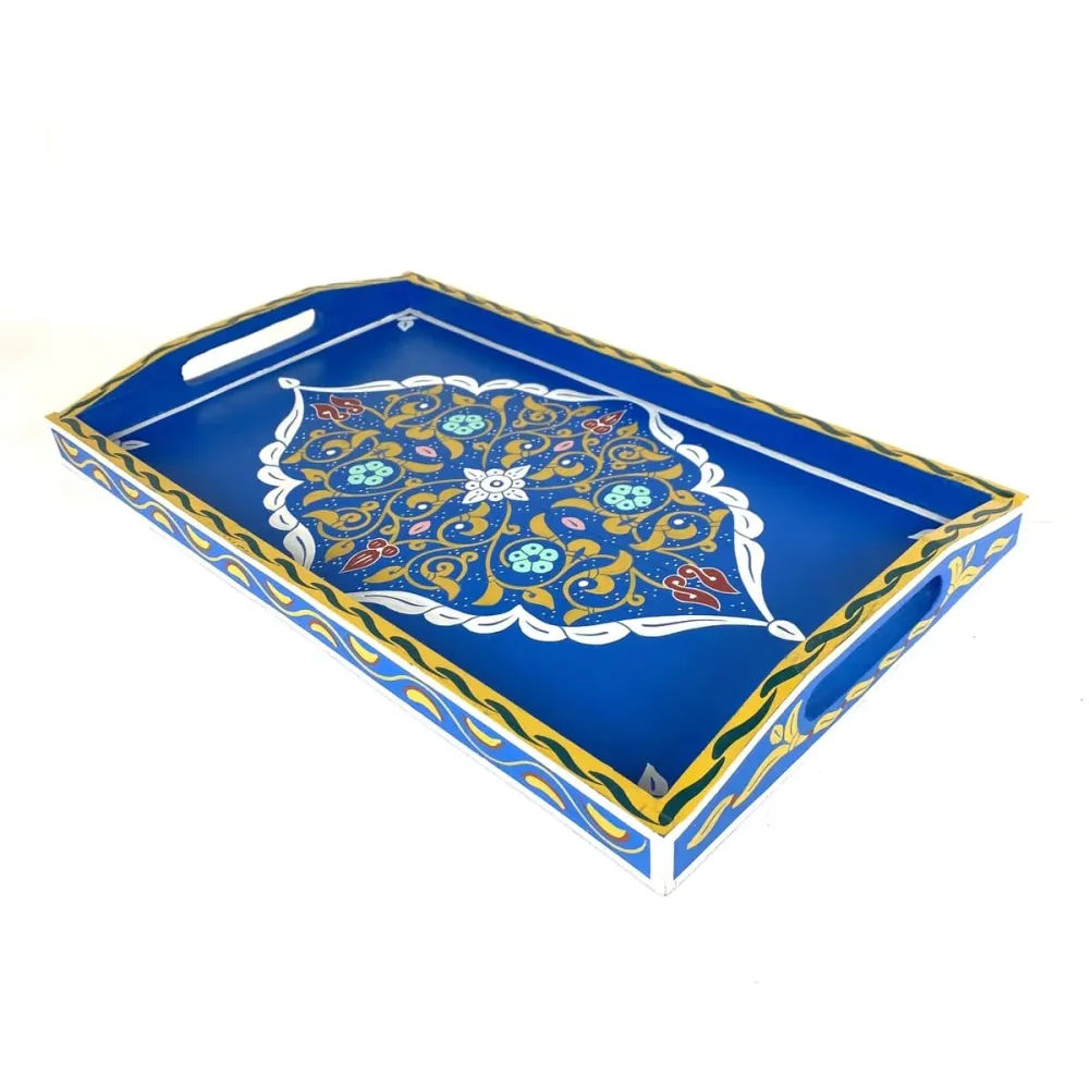 Blaues marokkanisches Teetablett 47x28