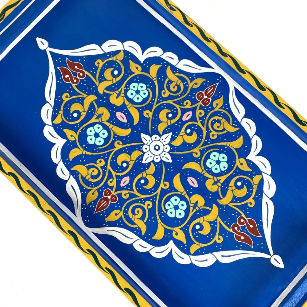 Blaues marokkanisches Teetablett 47x28