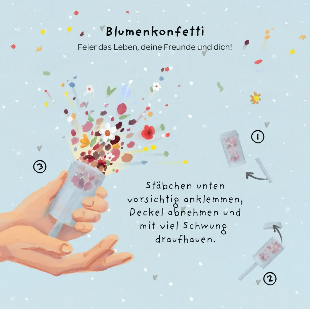 Blütenkonfetti Wünsche werden wahr – Nachhaltiger Popper mit Trockenblumen & Wildblumen-Saatgut – Pflanzbares Konfetti für...