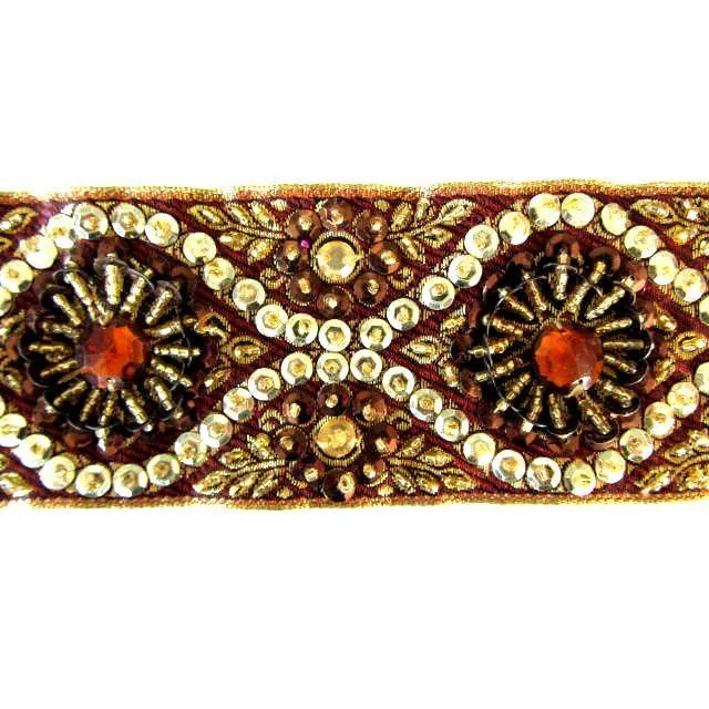 Breites Paillettenband rostbraun