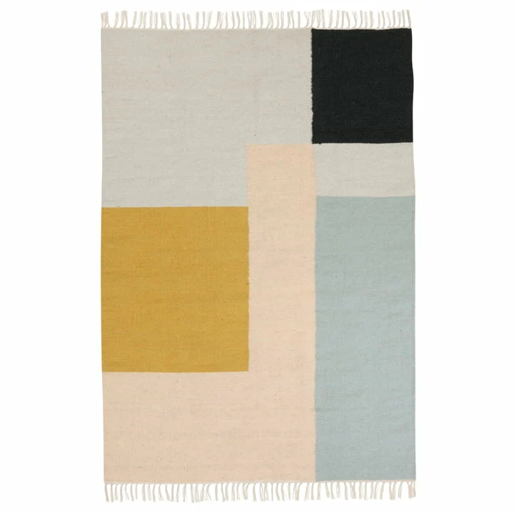 B-Ware Ferm Living Kelim Rug Squares Teppich Vorleger Läufer Designer 160 X 250 Cm Bunt