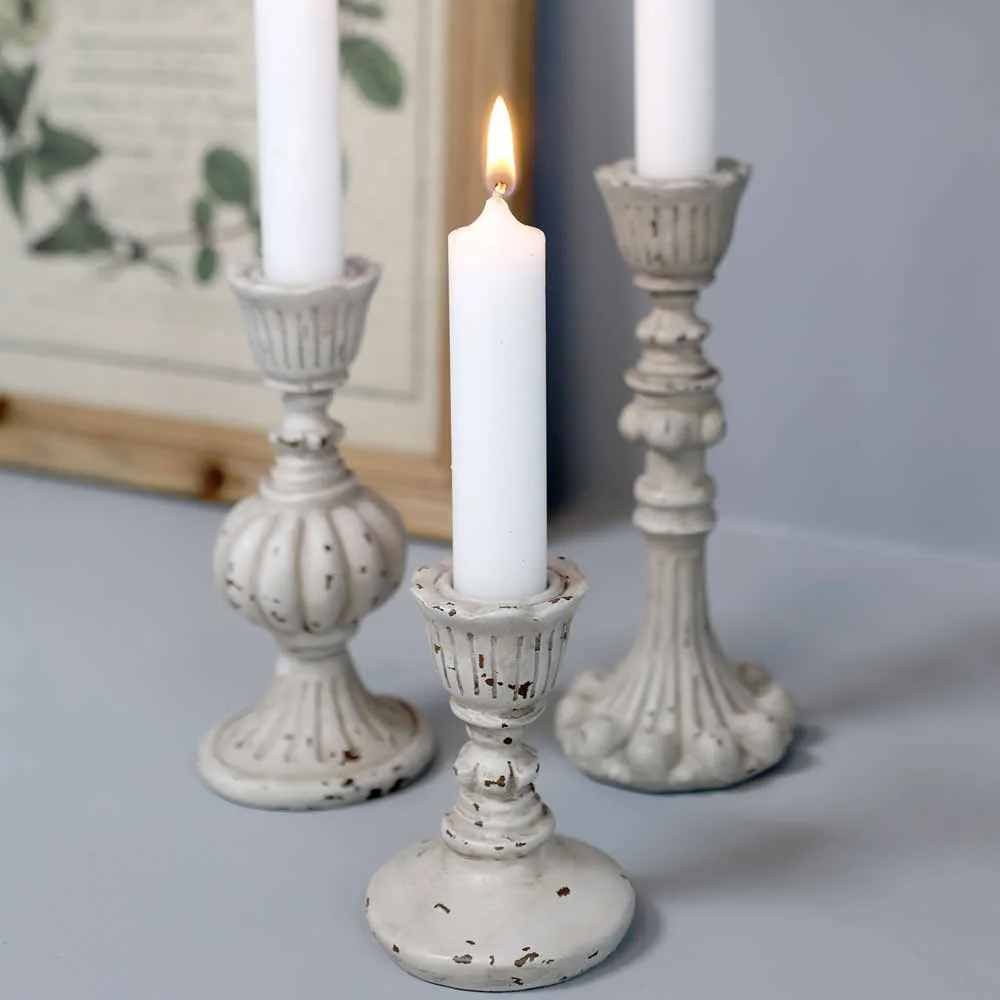 Chic Antique - Shabby Chic Kerzenhalter Antikgrau Barockstil Vintage