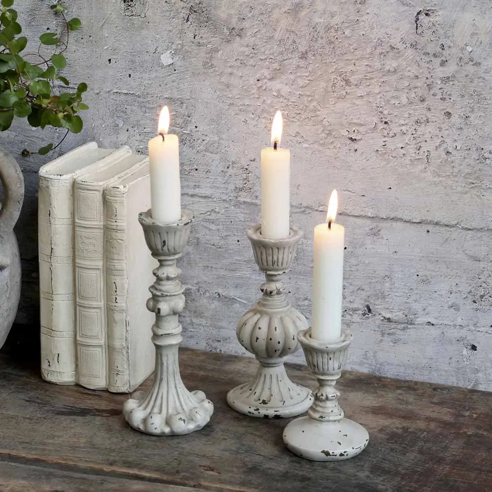 Chic Antique - Shabby Chic Kerzenhalter Antikgrau Barockstil Vintage