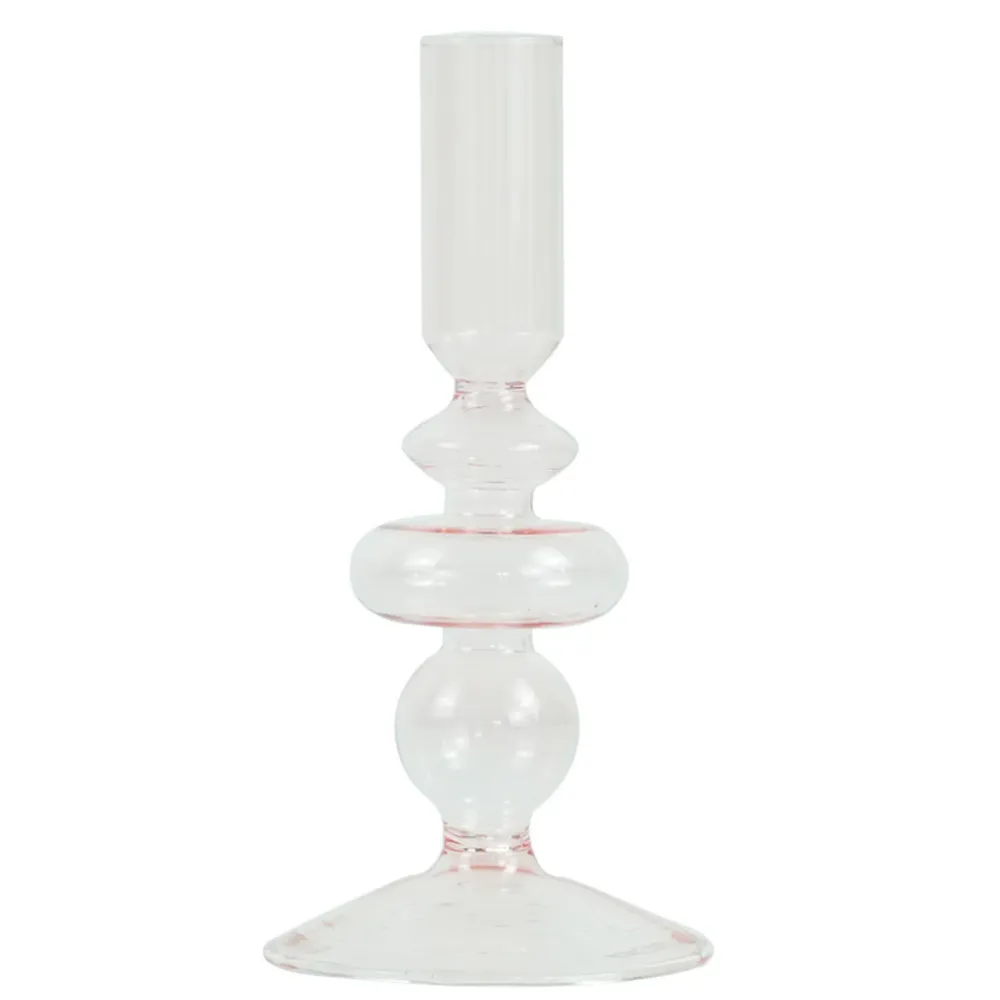 Chicka Kerzenhalter aus rosa Glas 21 cm