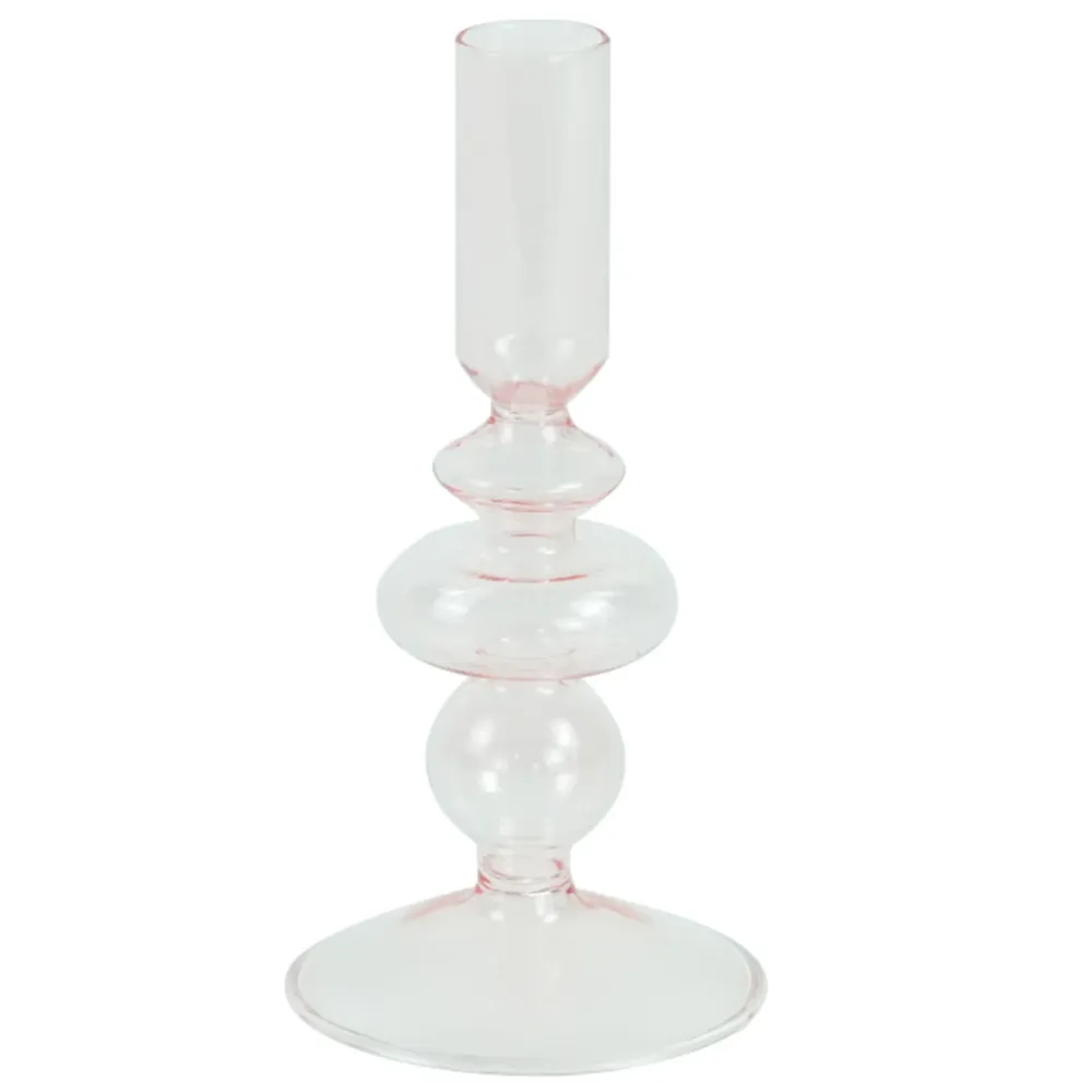 Chicka Kerzenhalter aus rosa Glas 21 cm