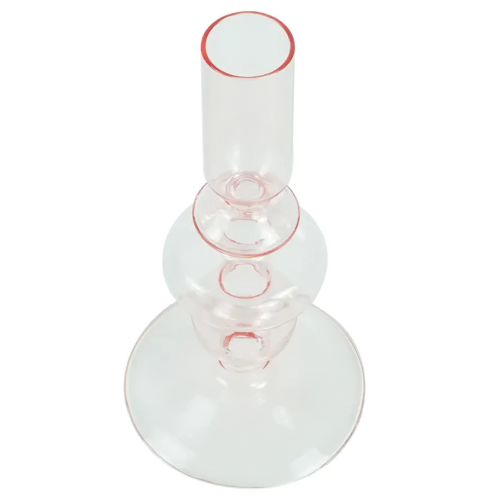 Chicka Kerzenhalter aus rosa Glas 21 cm