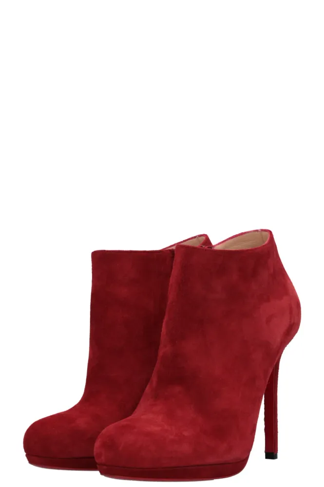 CHRISTIAN LOUBOUTIN Ankle Boots Suede Red