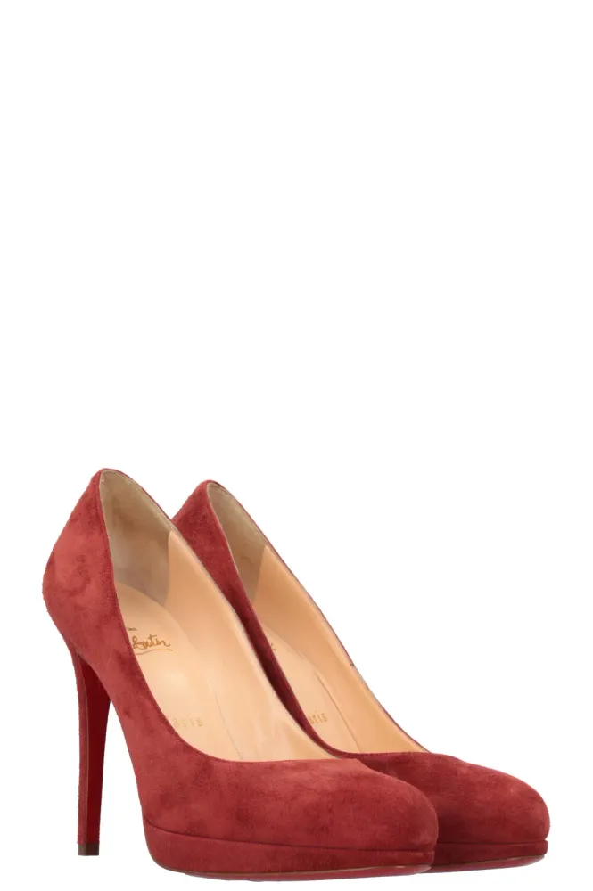 CHRISTIAN LOUBOUTIN New Simple Pump Heels Suede Red