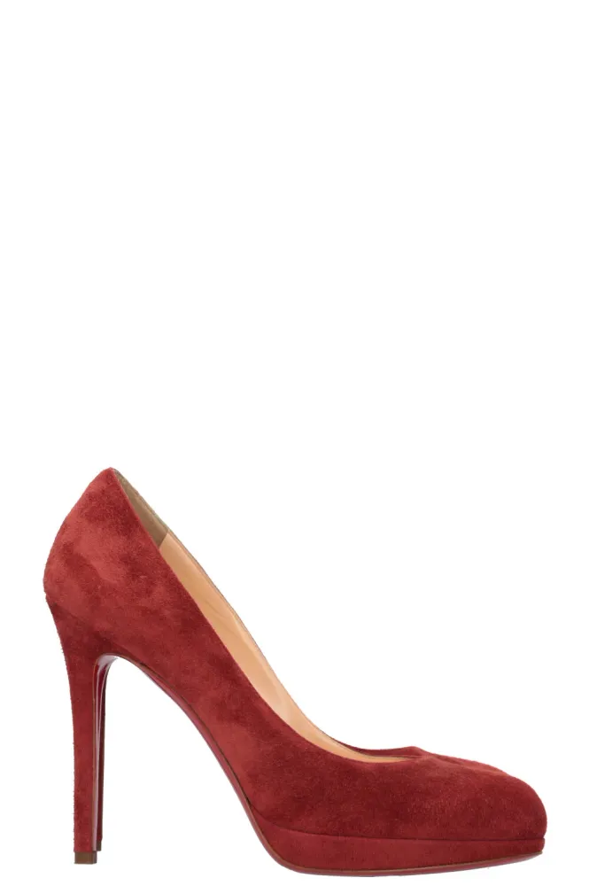 CHRISTIAN LOUBOUTIN New Simple Pump Heels Suede Red