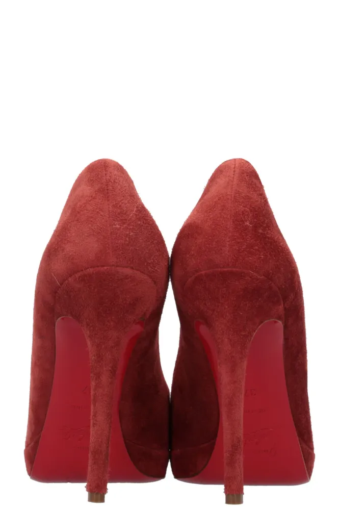 CHRISTIAN LOUBOUTIN New Simple Pump Heels Suede Red