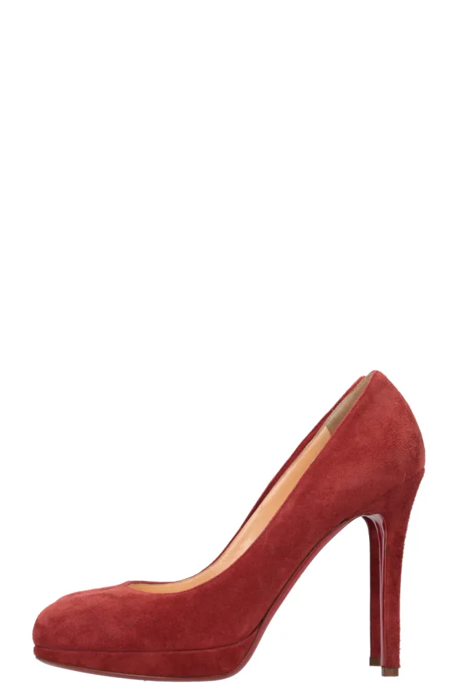 CHRISTIAN LOUBOUTIN New Simple Pump Heels Suede Red