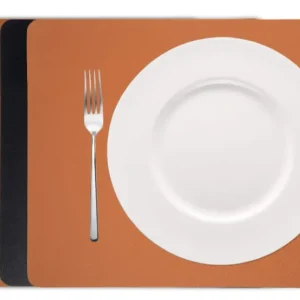 Cookinglife Tischsets - Doppelseitig - Veganes Leder - Cognac / Schwarz 46 x 33 cm - 6 Stück