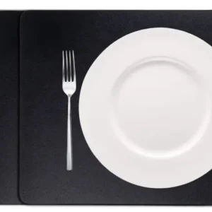 Cookinglife Tischsets - Veganes Leder - Schwarz - 46 x 33 cm - 6 Stück