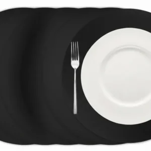 Cookinglife Tischsets - Veganes Leder - Schwarz - ø 38 cm - 6 Stück