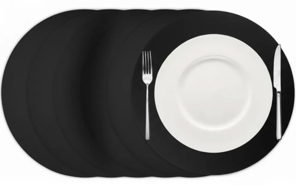 Cookinglife Tischsets - Veganes Leder - Schwarz - ø 38 cm - 6 Stück