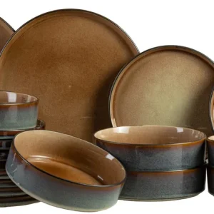 Cosy & Trendy Geschirrset Quintana Amber 18-teilig / 6 Personen - 6 Speiseteller, 6 Suppenteller und 6 Frühstücksteller