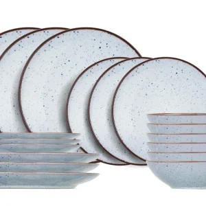 Cosy & Trendy Geschirrset Tessa Blue - 18-teilig / 6 Personen - 6 Speiseteller, 6 Frühstücksteller und 6 Suppenteller