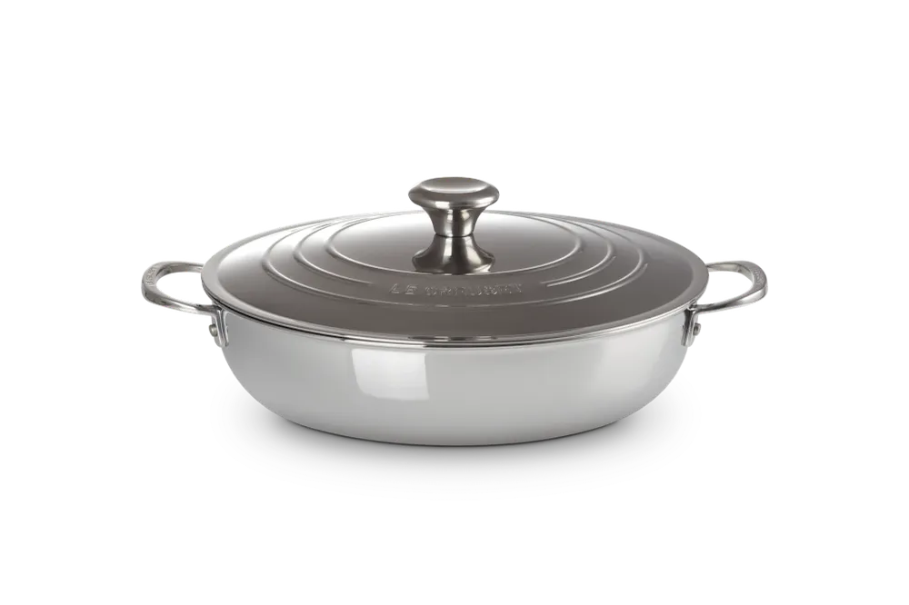 Le Creuset Provençal Bratpfanne / Flache Schmorpfanne Ø30cm / 4,3L 'Edelstahl Signature'