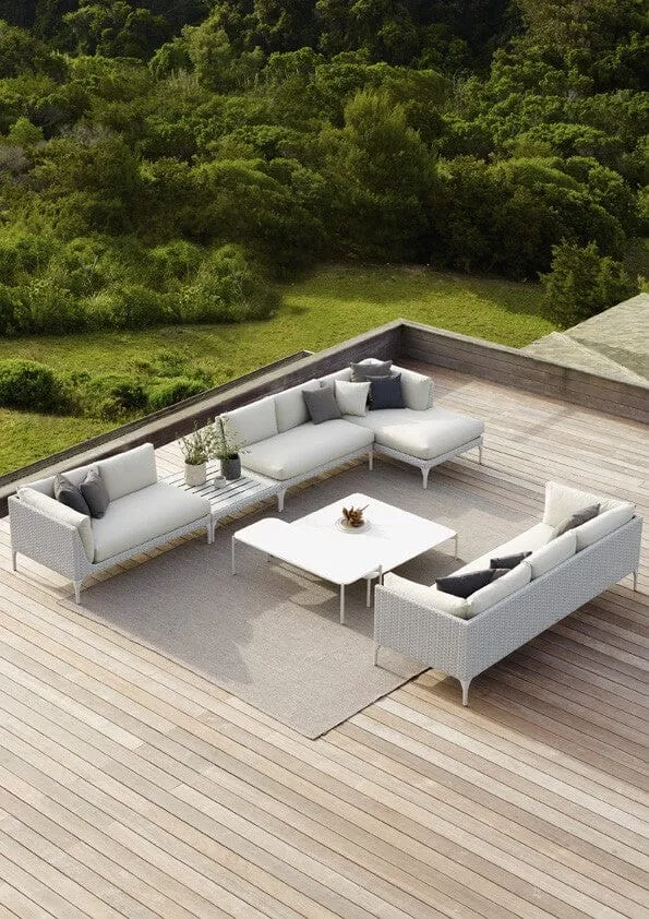 Dedon Izon Set Coffee Table 120x120cm, mit mineral composite Coffee Table aus Talkum