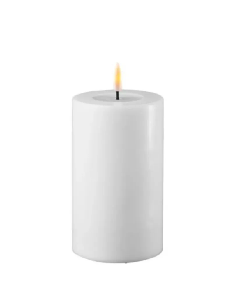Deluxe Homeart LED Stumpenkerze Weiß 7,5x12,5 cm