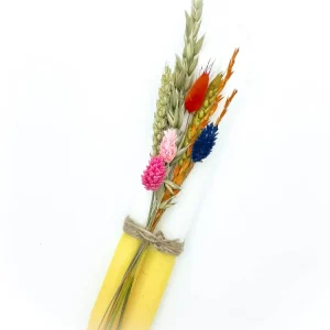 DIP Dye Kerzen gelb mit Trockenblumen