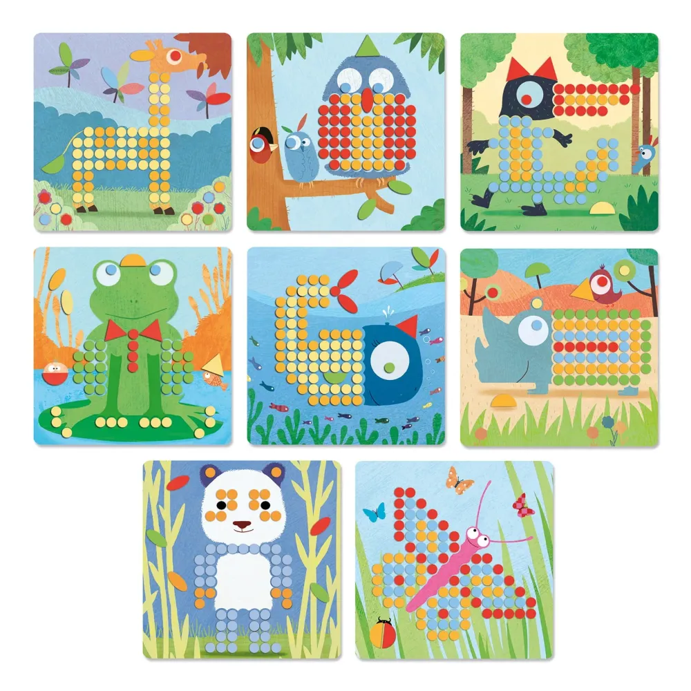 Djeco Kunstset Rigolo Mosaikpuzzle Tiere