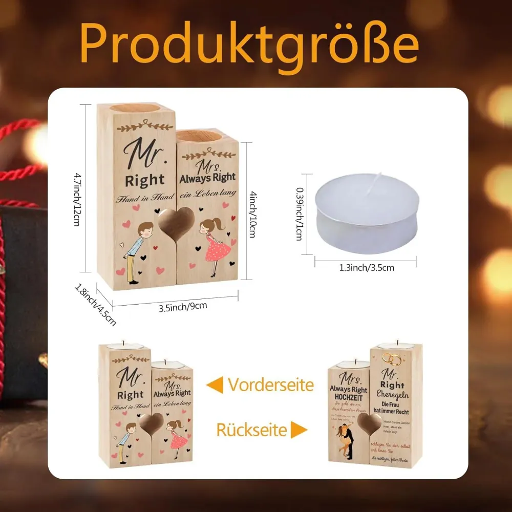 Doppelseitig Gravierte Kerzenhalter für Hochzeit