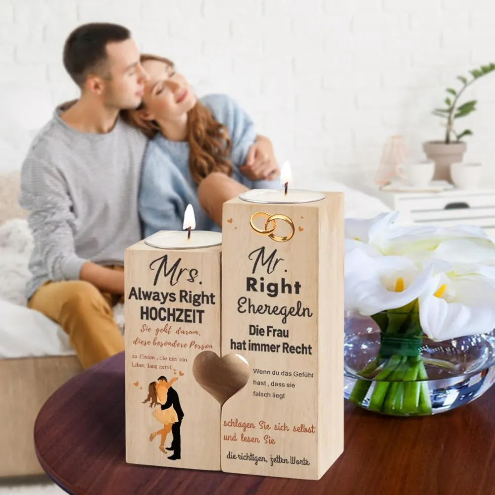 Doppelseitig Gravierte Kerzenhalter für Hochzeit