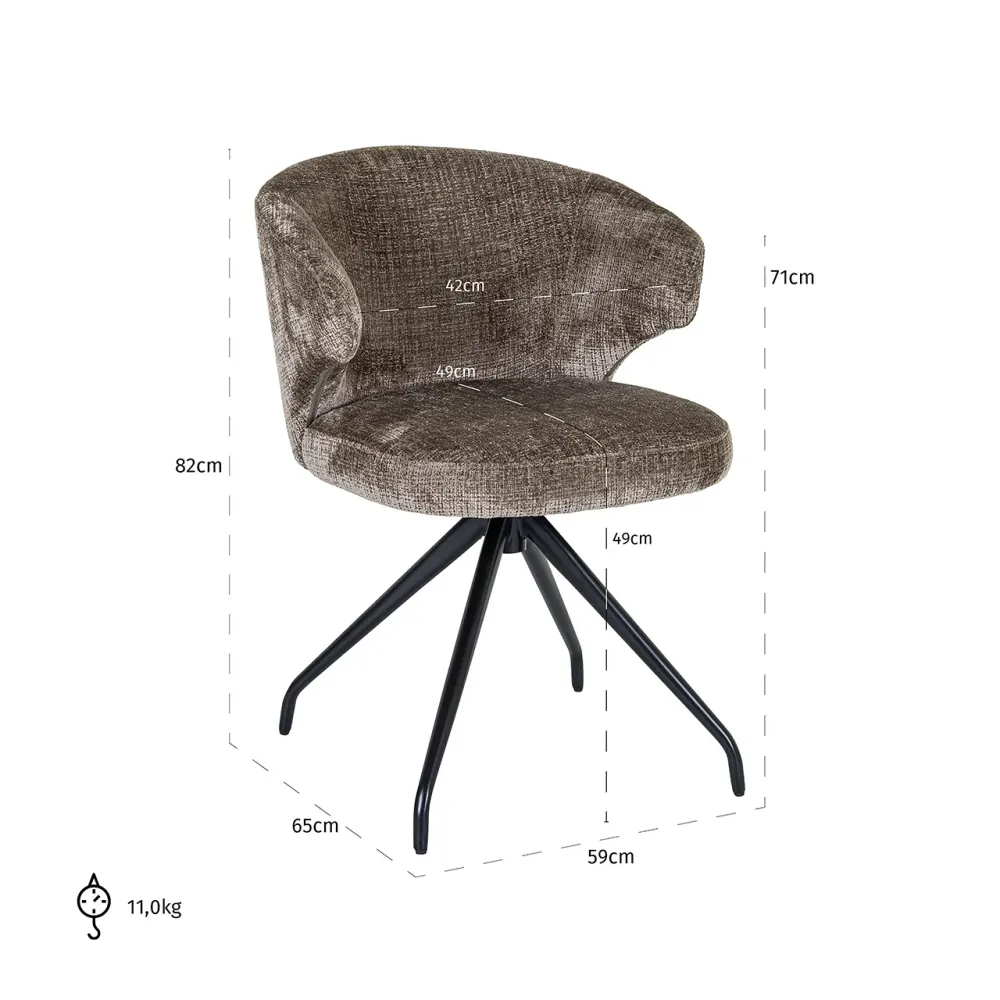 Drehstuhl Milly stone chenille (Niagara 104 Stone Chenille)
