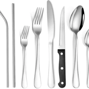 Edelstahl Besteck Set 4 Personen 34 teilig Steakmesser