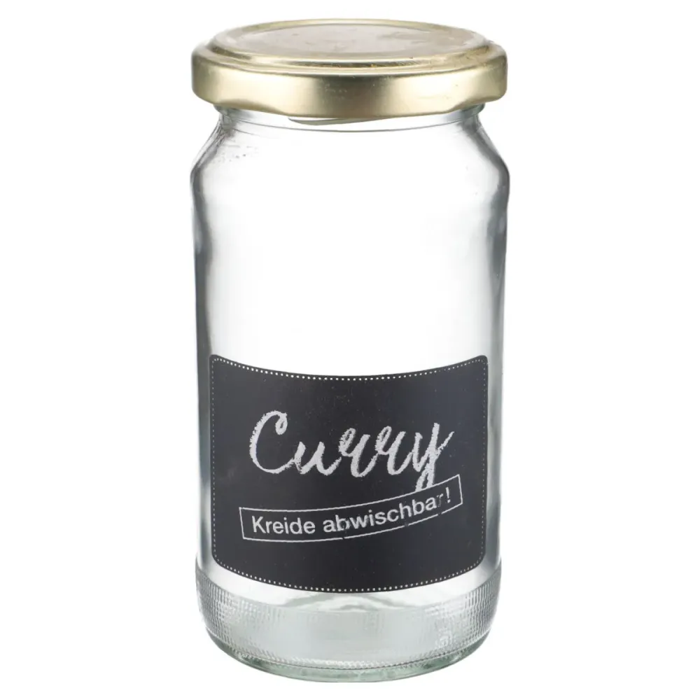 Einmachglas 4er Set Curry mit Kreideschild