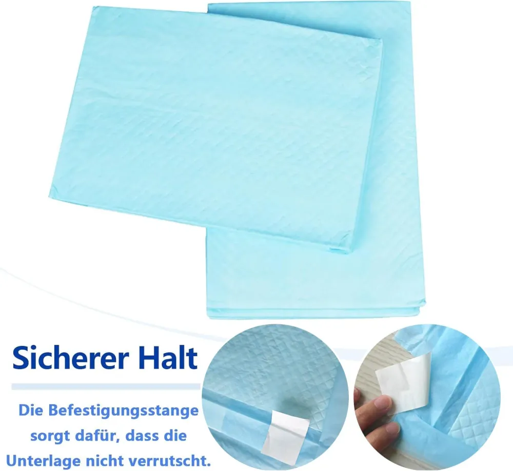 Einweg-Inkontinenz-Betteinlagen 60x90cm, 25 Stück, wasserdichte und Ultra-saugfähige Betteinlagen mit Fixierstreifen für B...