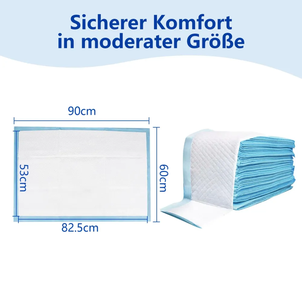 Einweg-Inkontinenz-Betteinlagen 60x90cm, 25 Stück, wasserdichte und Ultra-saugfähige Betteinlagen mit Fixierstreifen für B...
