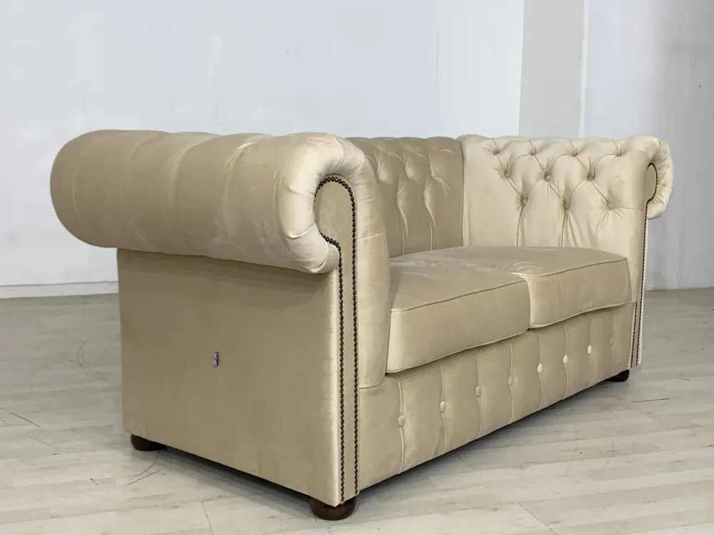 ENGLISH CHESTERFIELD COUCH SOFA 2-SITZER VINTAGE KOLONIALSTIL