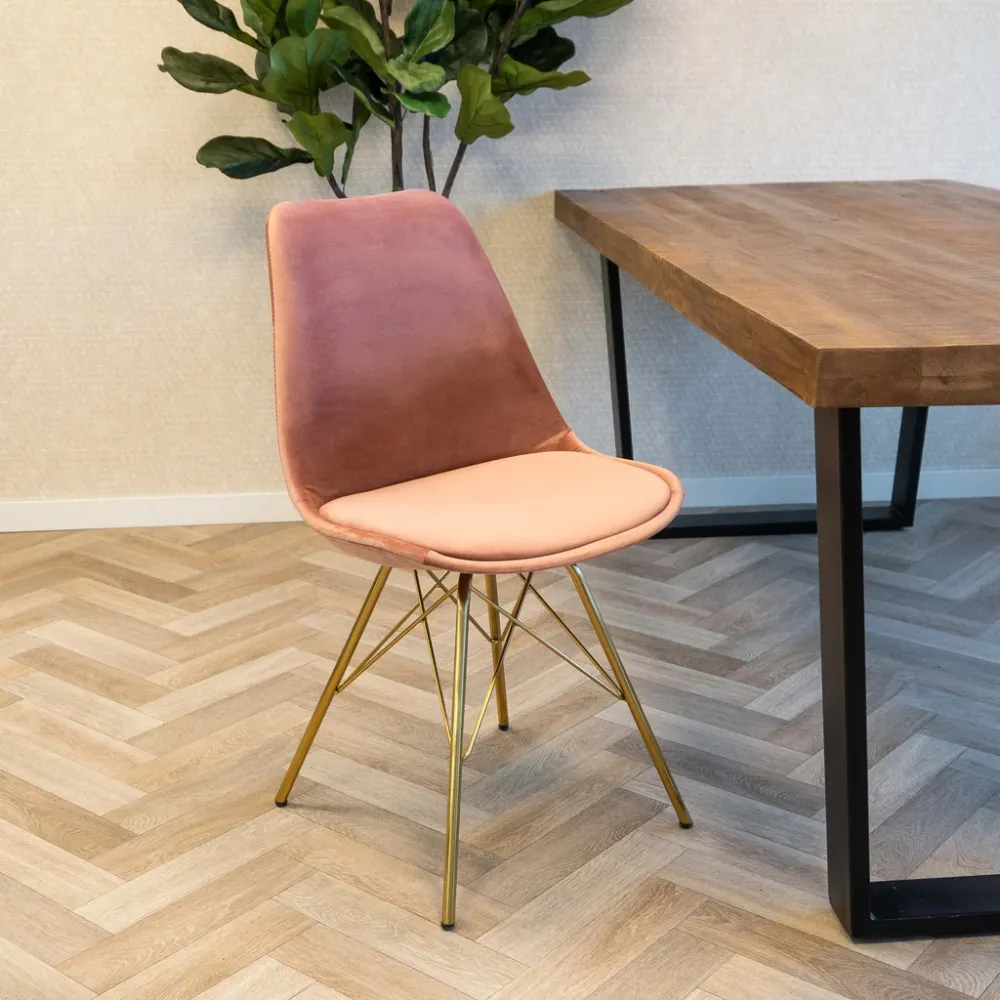 Esszimmerstuhl Velvet - Rosa & Gold