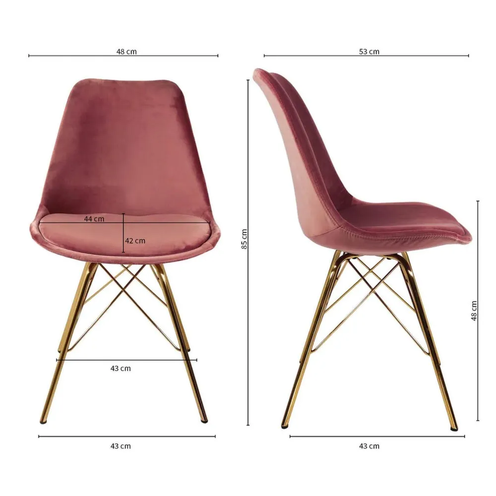 Esszimmerstuhl Velvet - Rosa & Gold