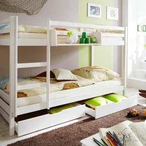 Etagenbett Doppelbett Rene inkl. Schubkasten Kiefer massiv Weiss