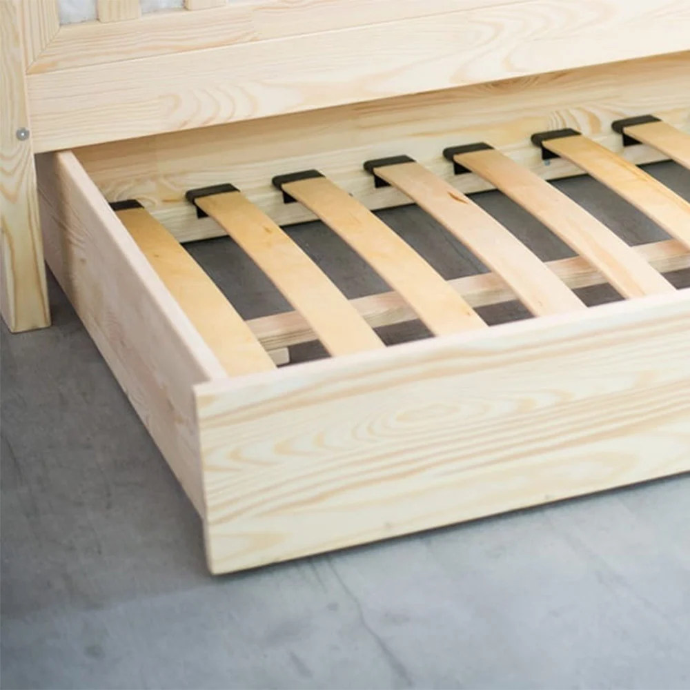 Express Kinder Hausbett Domi Mi Plus mit Rausfallschutz & Schublade aus Holz