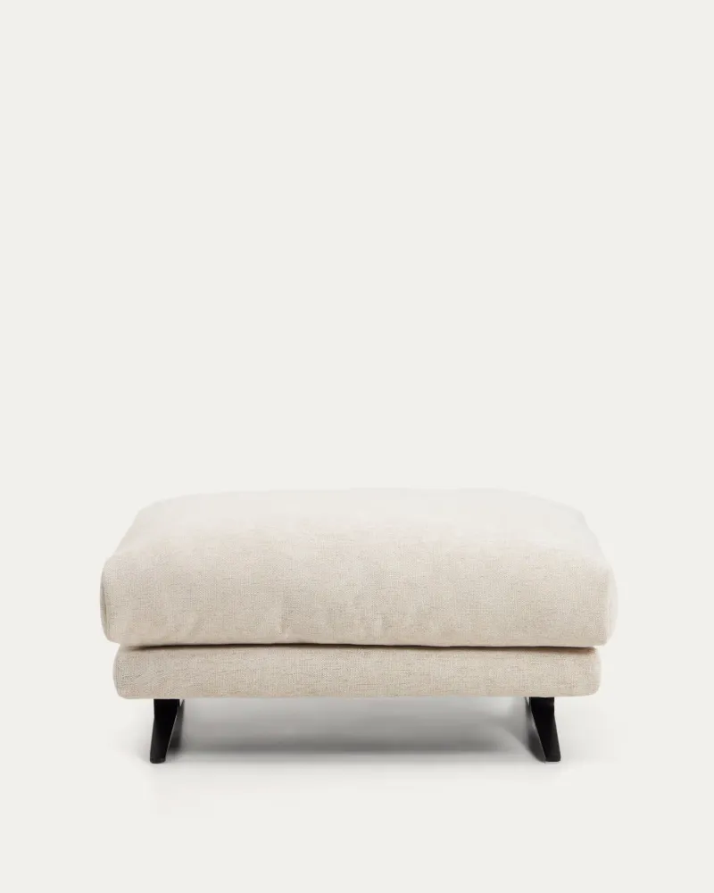 Fußhocker VELIRO beige mit schwarzem Fußteil