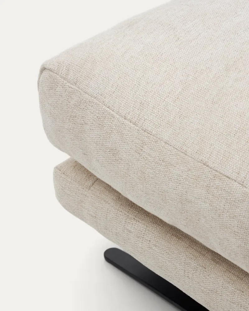 Fußhocker VELIRO beige mit schwarzem Fußteil