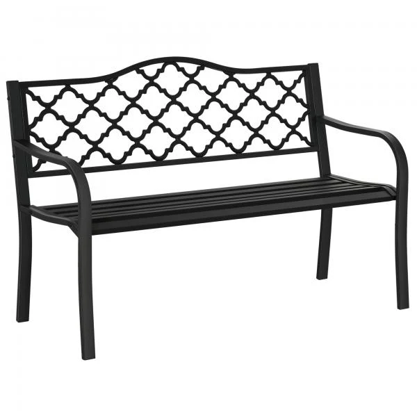 Gartenbank 2-Sitzer aus Metall Schwarz