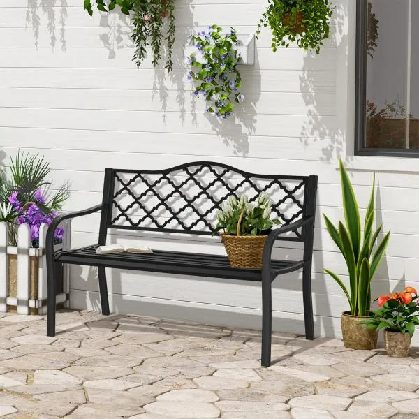 Gartenbank 2-Sitzer aus Metall Schwarz