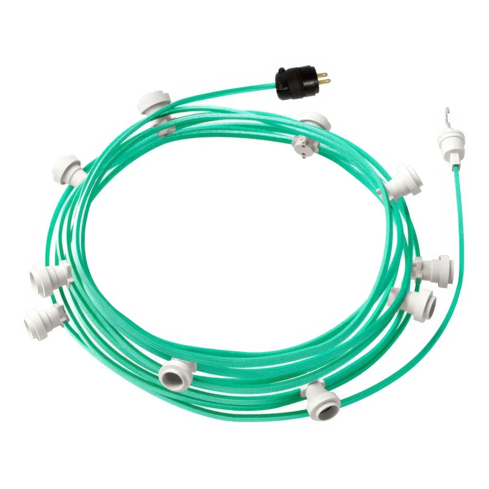 Gebrauchsfertige 40-Fuß-Lichterkette mit 5 weißen Fassungen, Haken und Stecker – CH69