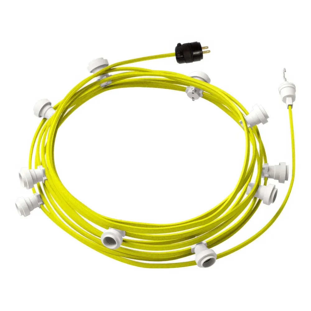 Gebrauchsfertige 12 m Lichterkette mit 5 weißen Fassungen, Haken und Stecker - CF10